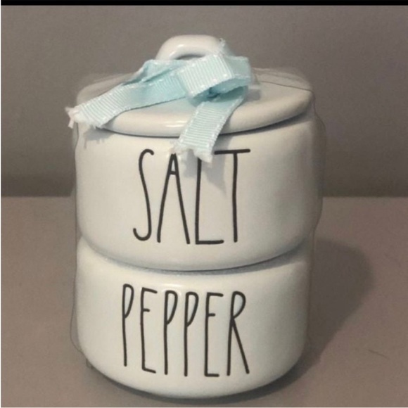Rae Dunn Baby Blue & Black Salt & Pepper Stackers - Picture 2 of 2
